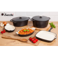 5 piezas de hierro fundido esmaltado parini cookware conjunto de opciones de color